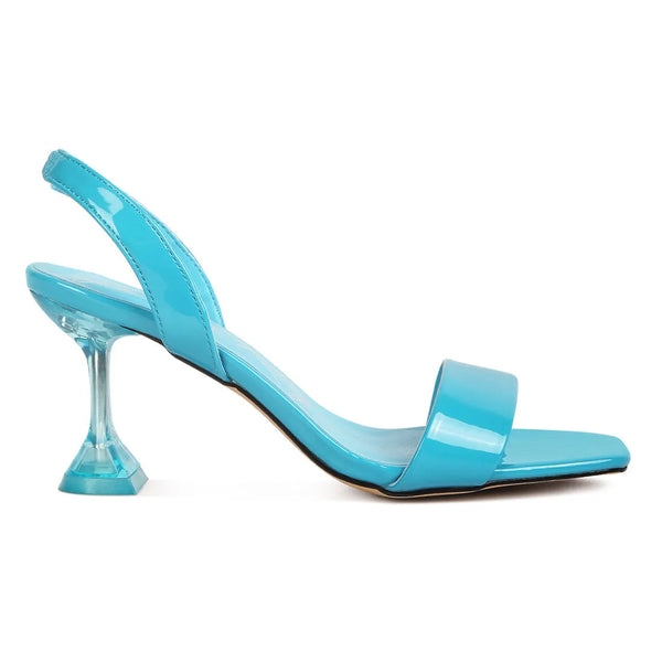 Clear Spool Heel Sandals.