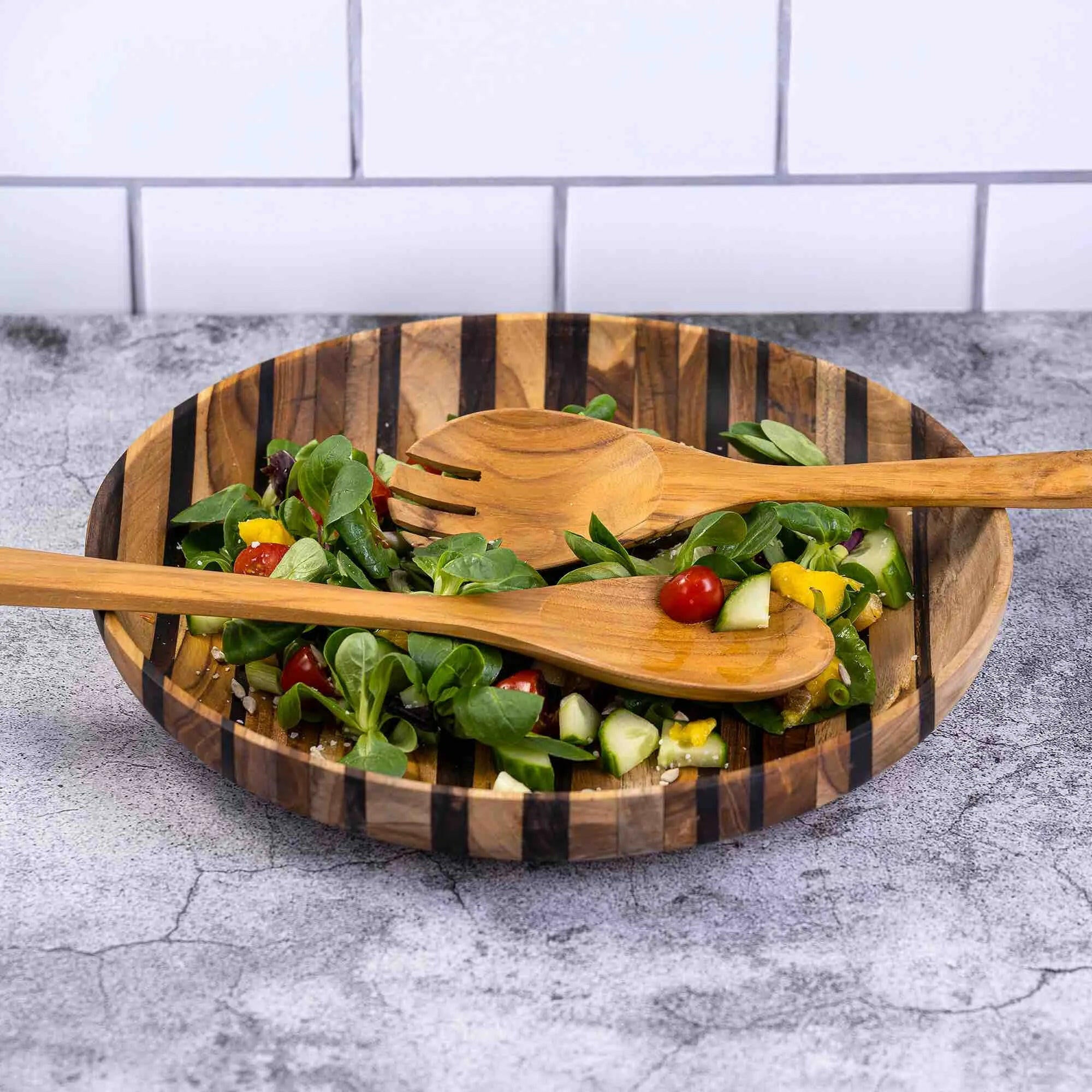 Upcycled Eco Friendly Wooden Salad Servers.