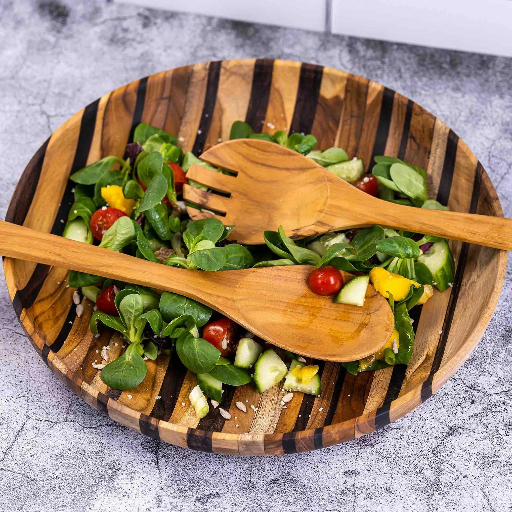 Upcycled Eco Friendly Wooden Salad Servers.