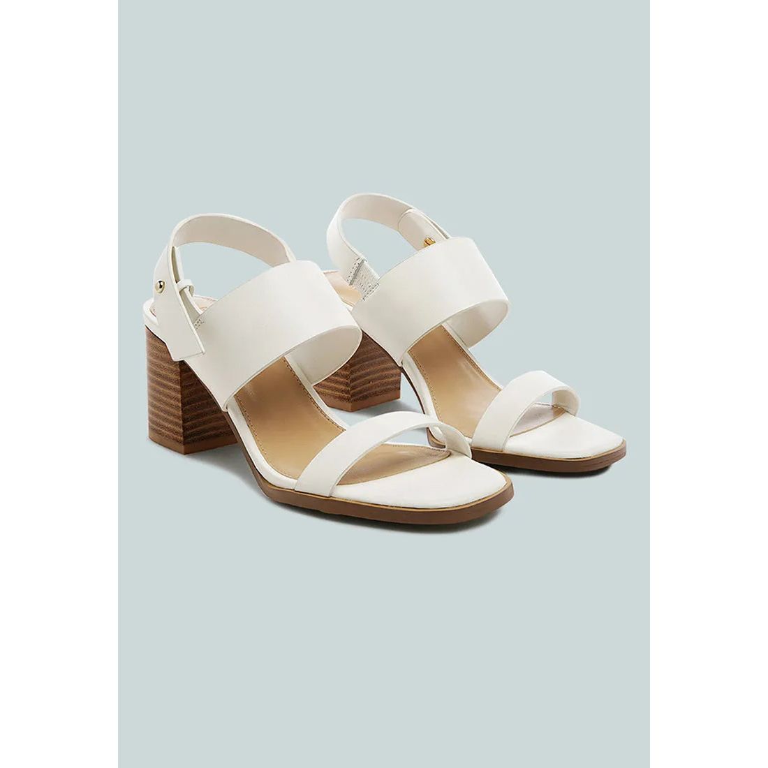 Gertude Slingback Block Heel Leather Sandal.