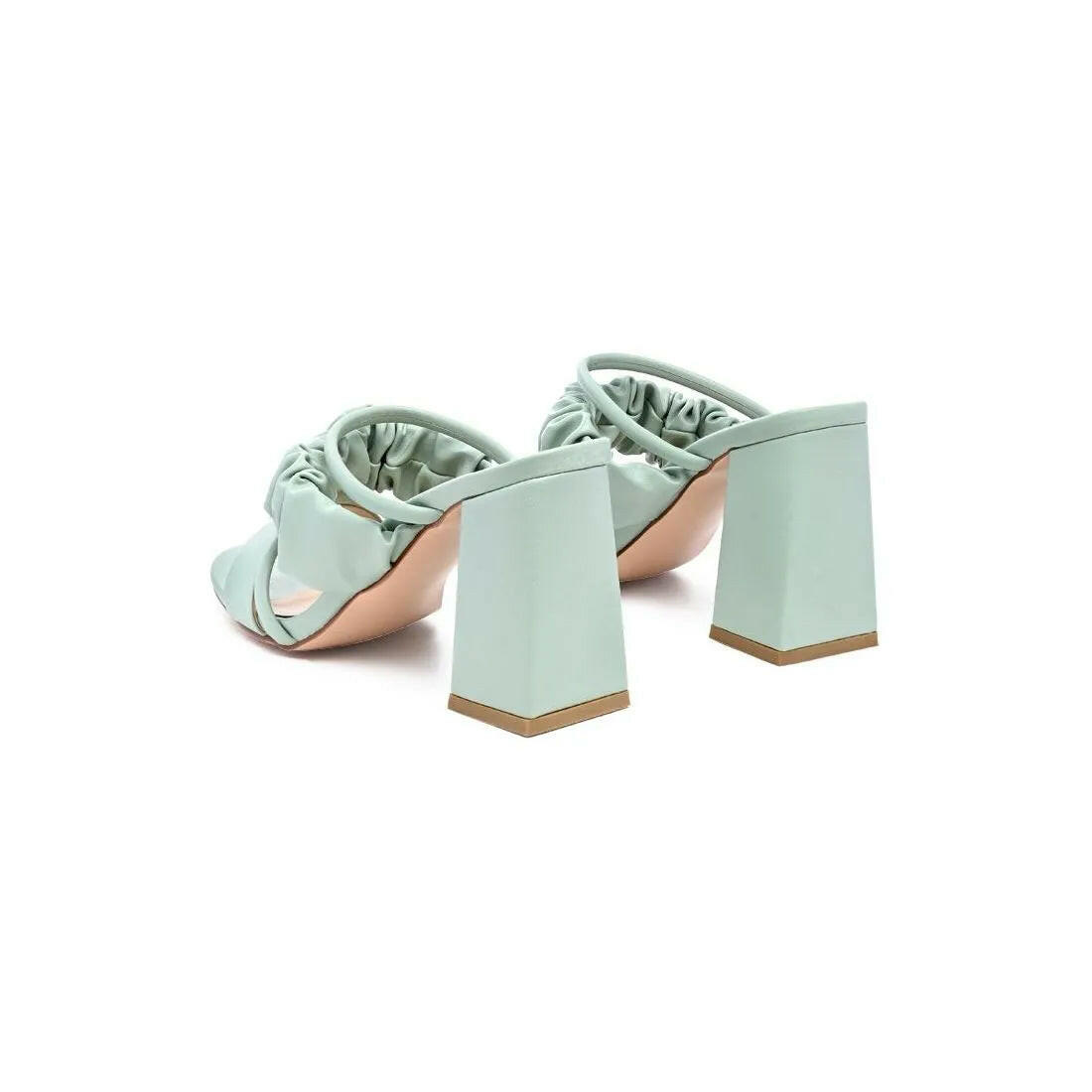 Genesis Ruched Strap Detail Block Heel Sandals.