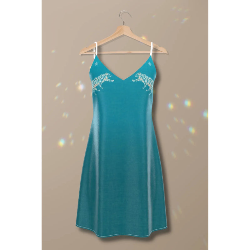 Vela Silk Slip Dress in Jaguar Stars.