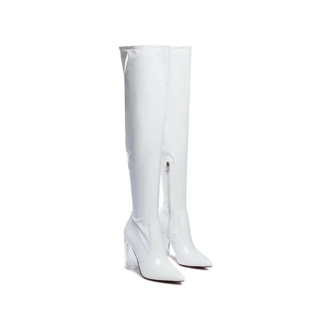 Noire Patent PU Thigh High Long Boots.