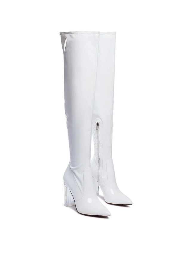 Noire Patent PU Thigh High Long Boots