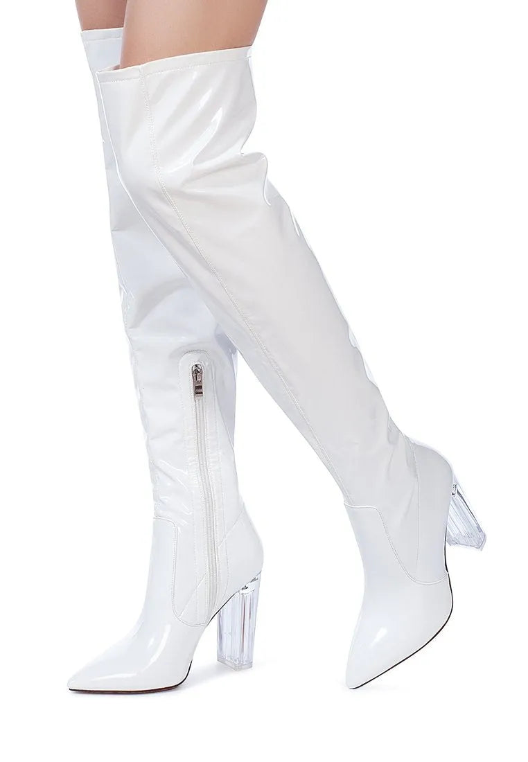 Noire Patent PU Thigh High Long Boots