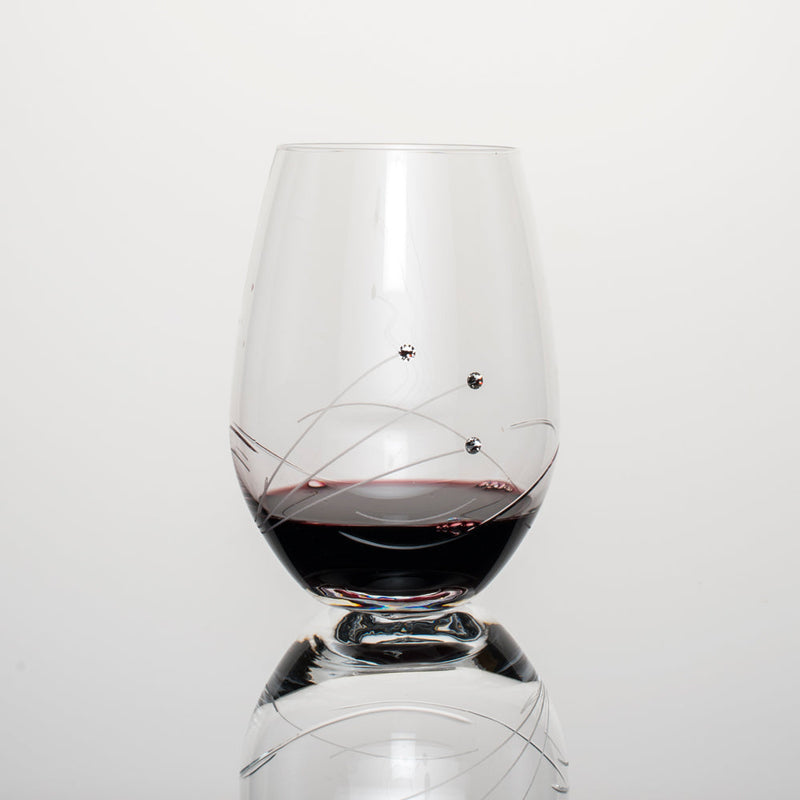 Wine Waves Stemless Wine Glasses - Set of 2 Gift Box.