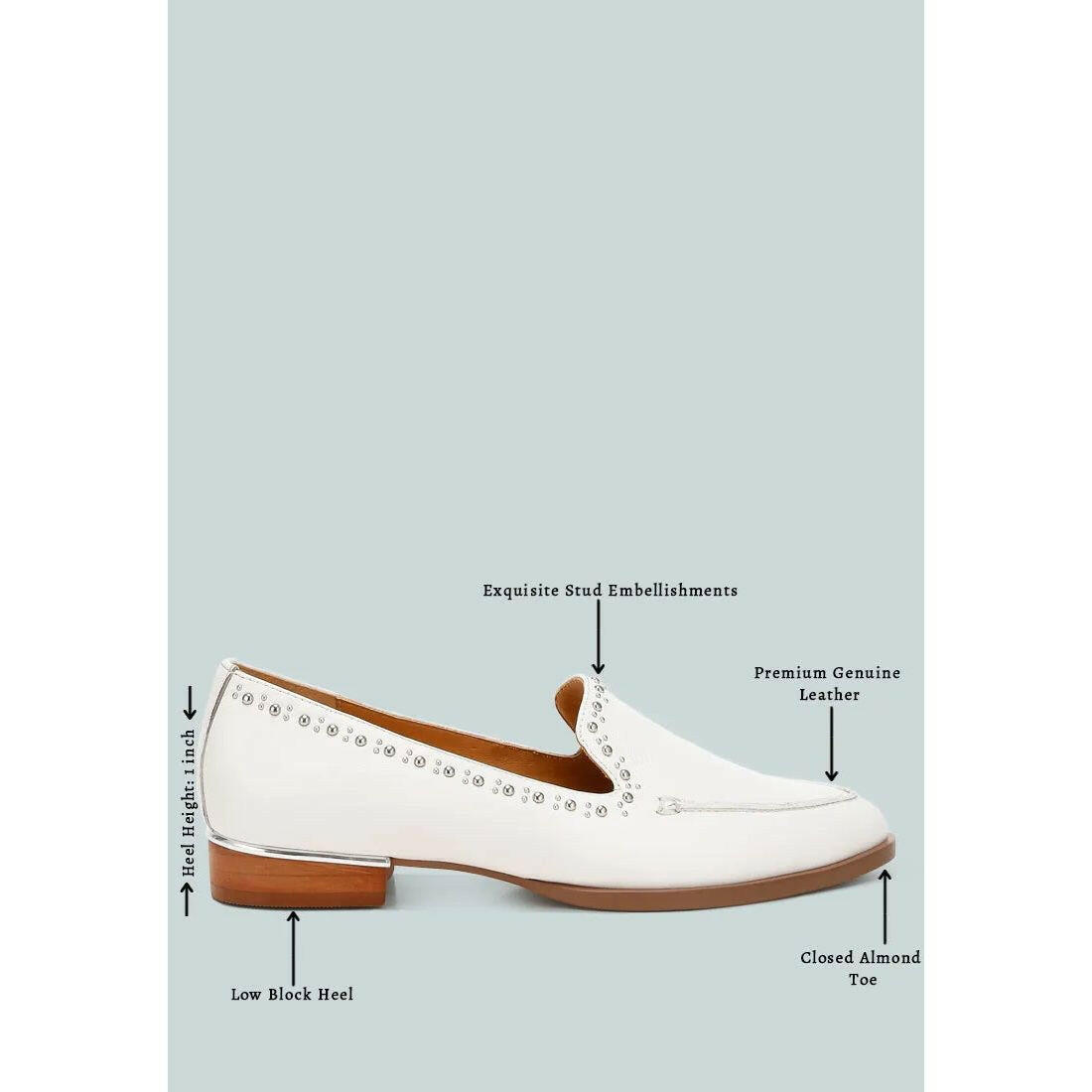 Wolferton Delicate Stud Detail Leather Loafers.