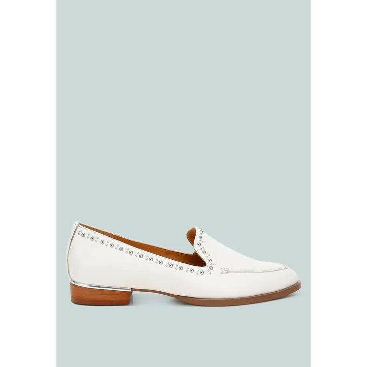 Wolferton Delicate Stud Detail Leather Loafers.