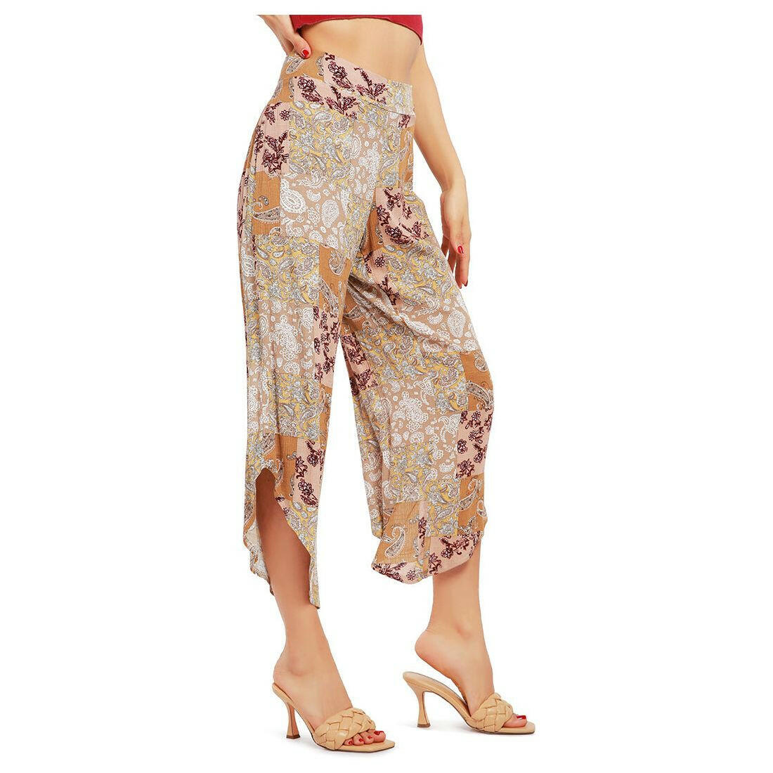 floral patchwork print pants.