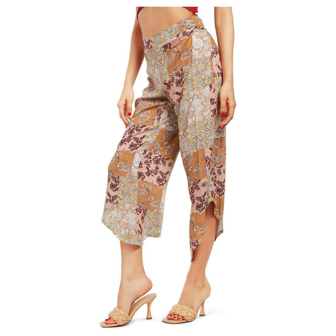 floral patchwork print pants.