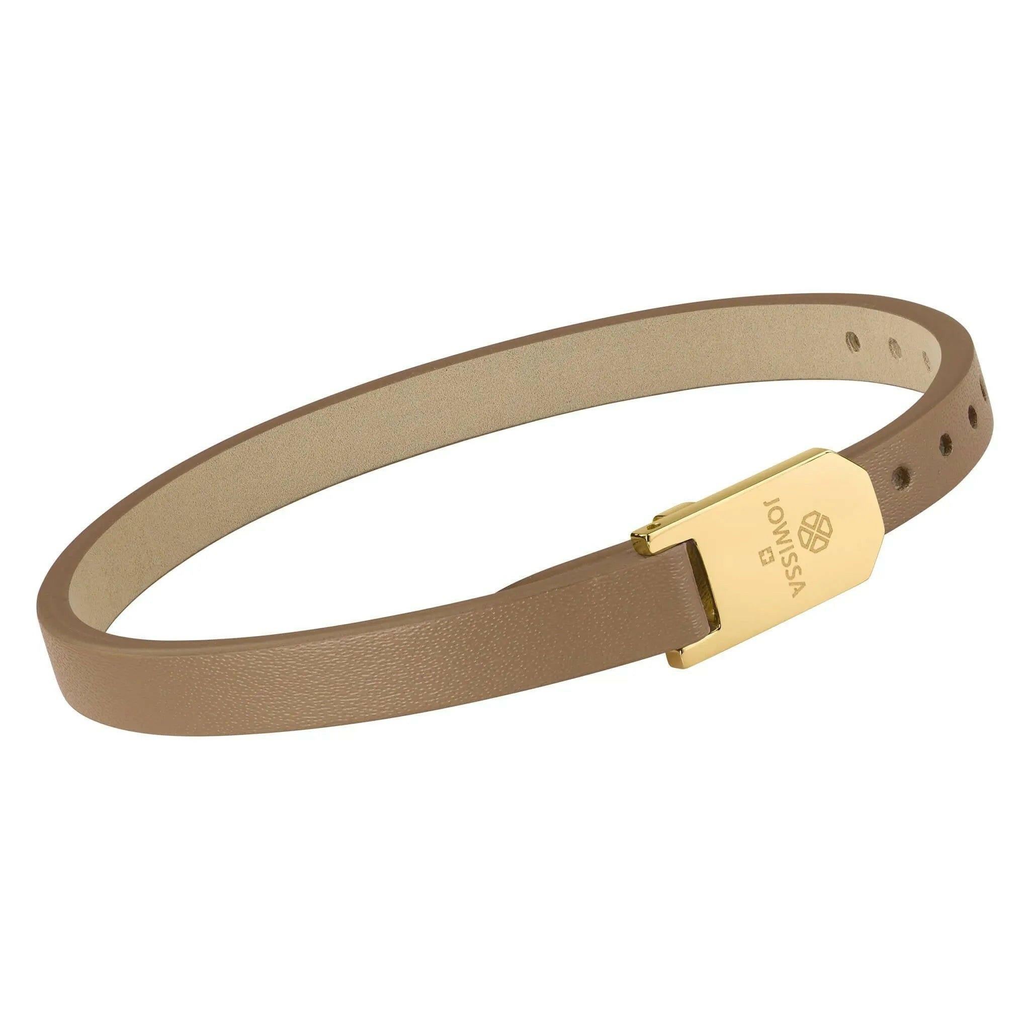 Matt Brown Plain Leather Strap Gold Logo.