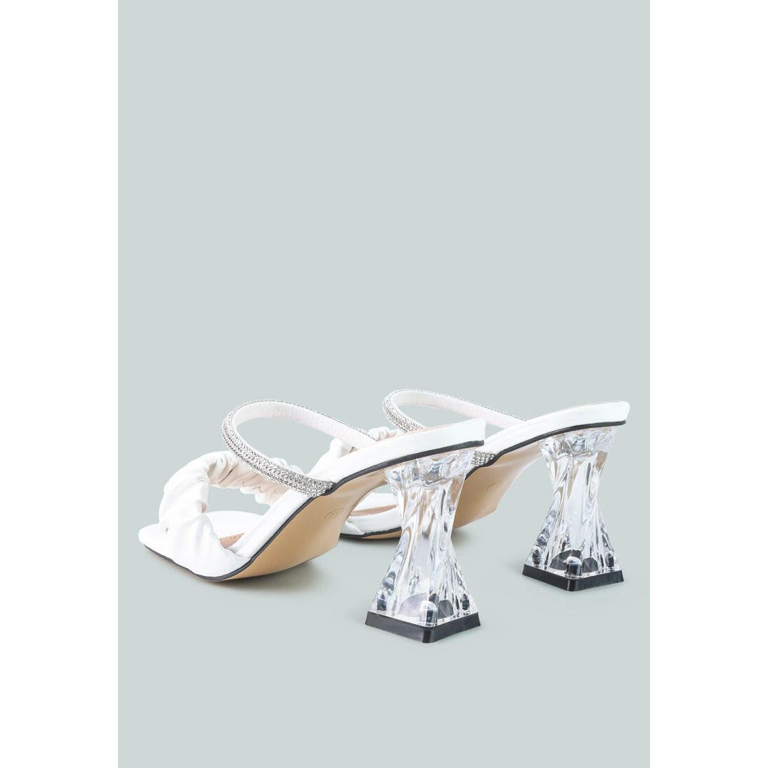 Date Look Clear Heel Rhinestone Sandals.