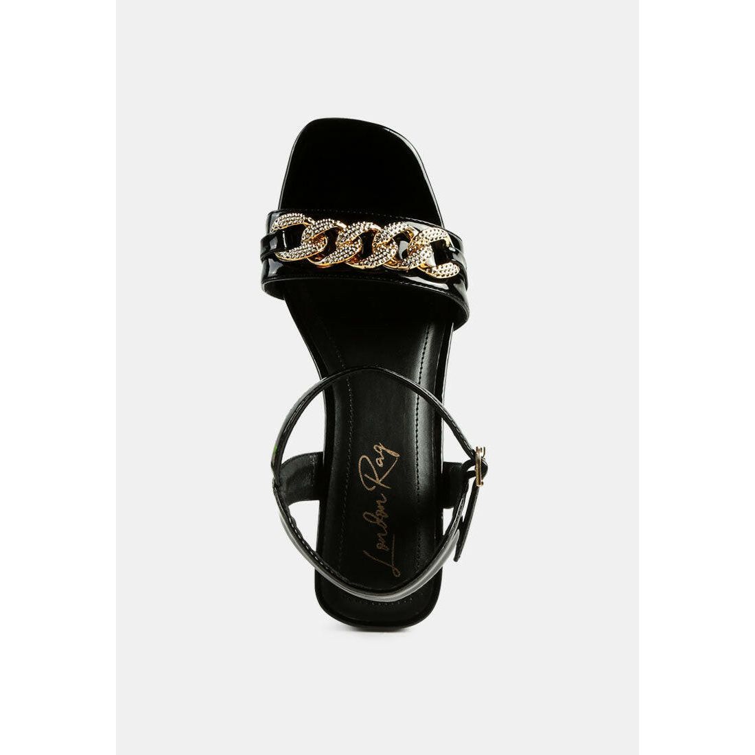 Illusion Metal Chain Link Fantasy Heel Sandals.