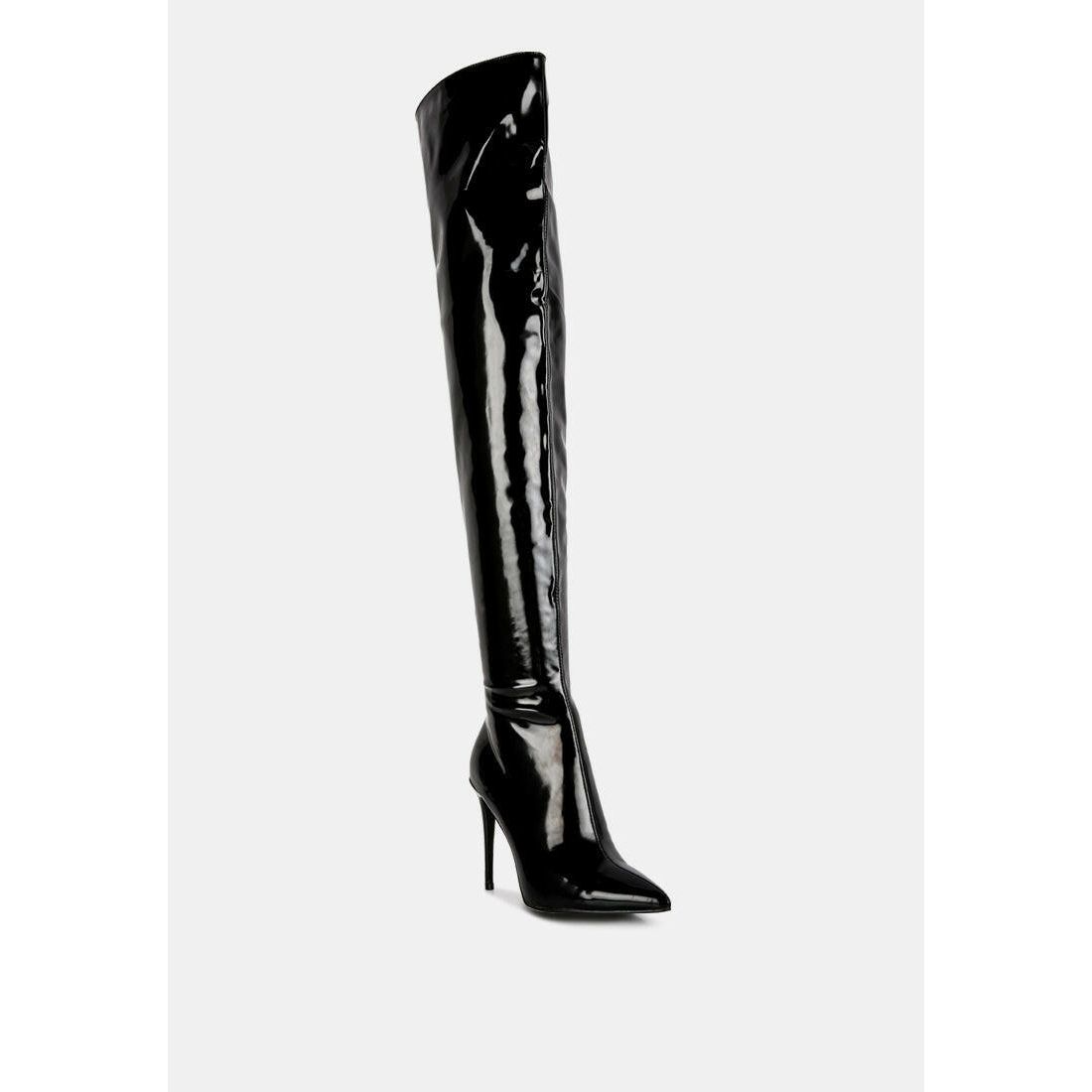 Eclectic Patent Pu Long Stiletto Boots.