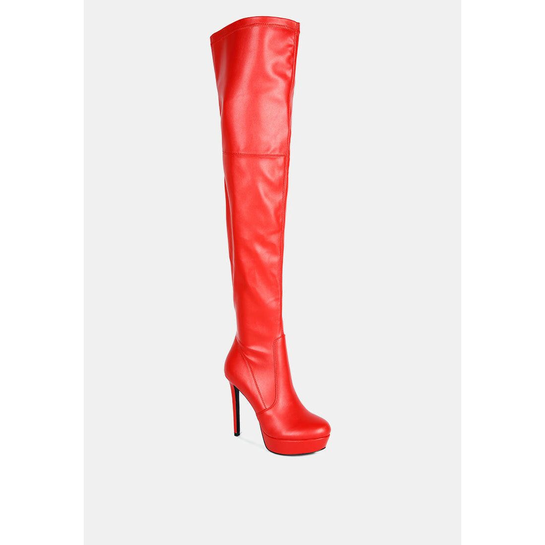 Marvelettes Faux Leather High Heeled Long Boots.