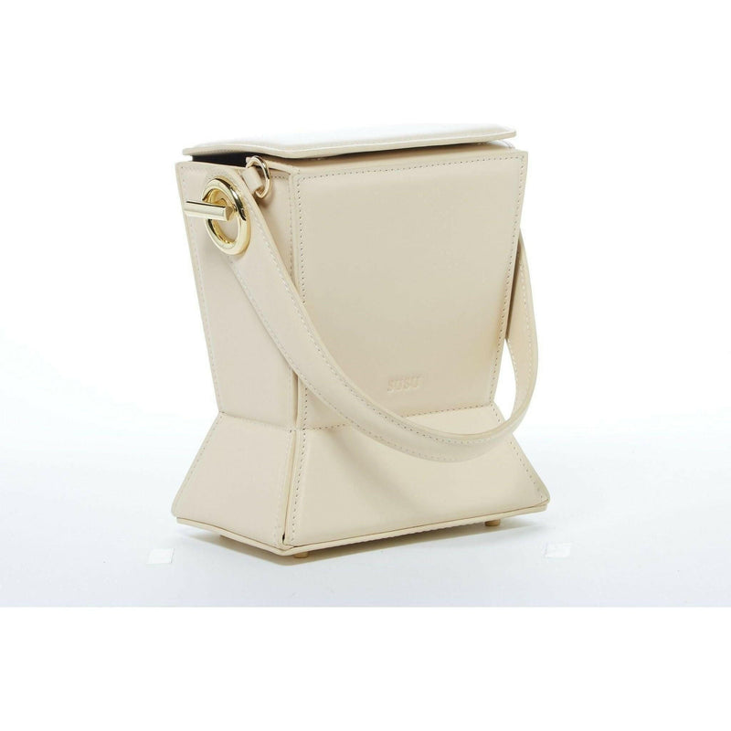 Amber Leather Bucket Bag in Creamy Off White