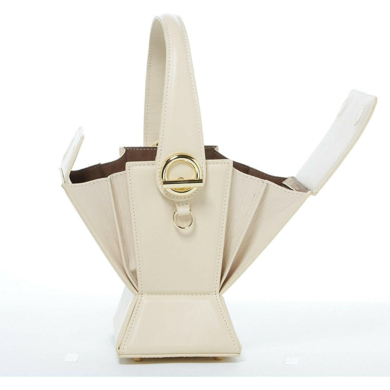 Amber Leather Bucket Bag in Creamy Off White