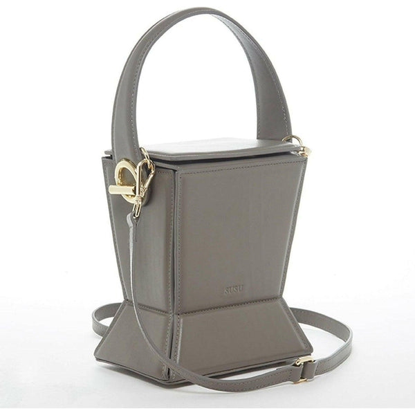 Amber Leather Bucket Bag in Gray