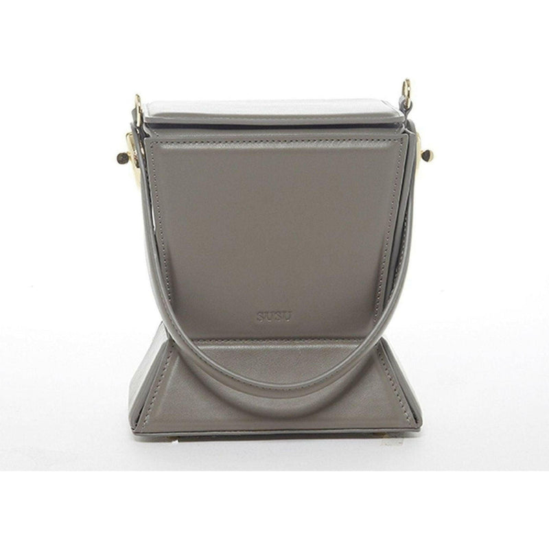 Amber Leather Bucket Bag in Gray