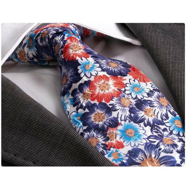 Amedeo Exclusive Men's Fashion Colorful Floral Silk Neck Tie With Gift