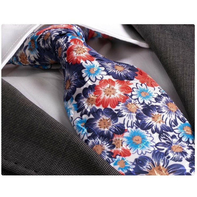 Amedeo Exclusive Men's Fashion Colorful Floral Silk Neck Tie With Gift