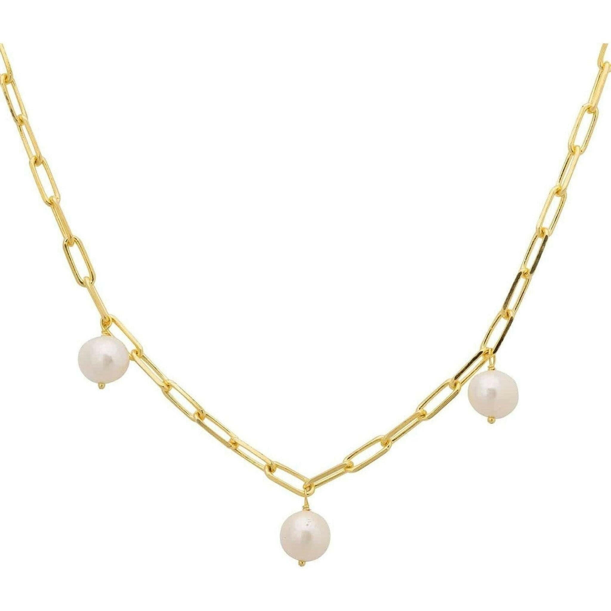 Amelia Three Pearl Necklace Gold.