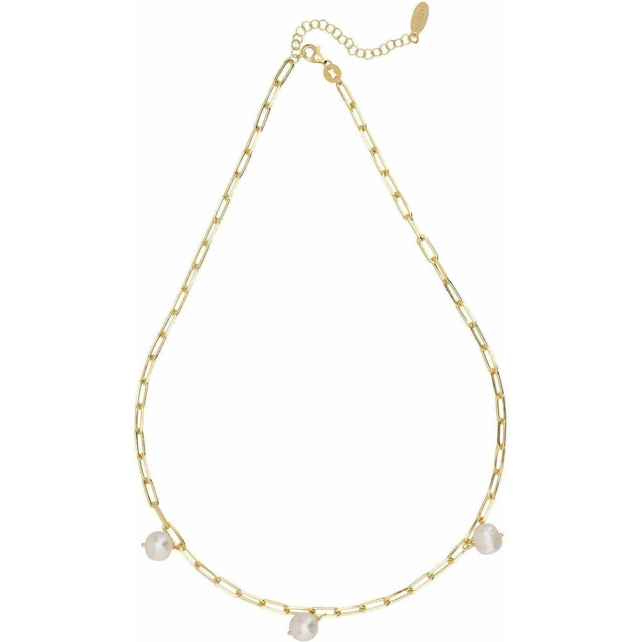 Amelia Three Pearl Necklace Gold.