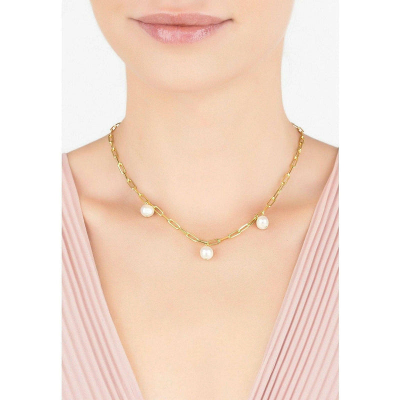 Amelia Three Pearl Necklace Gold