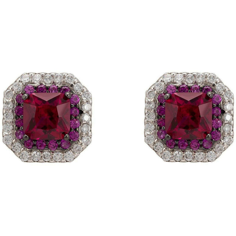 Anastasia Stud Earrings Silver Ruby