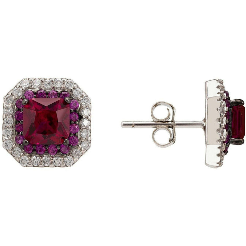 Anastasia Stud Earrings Silver Ruby