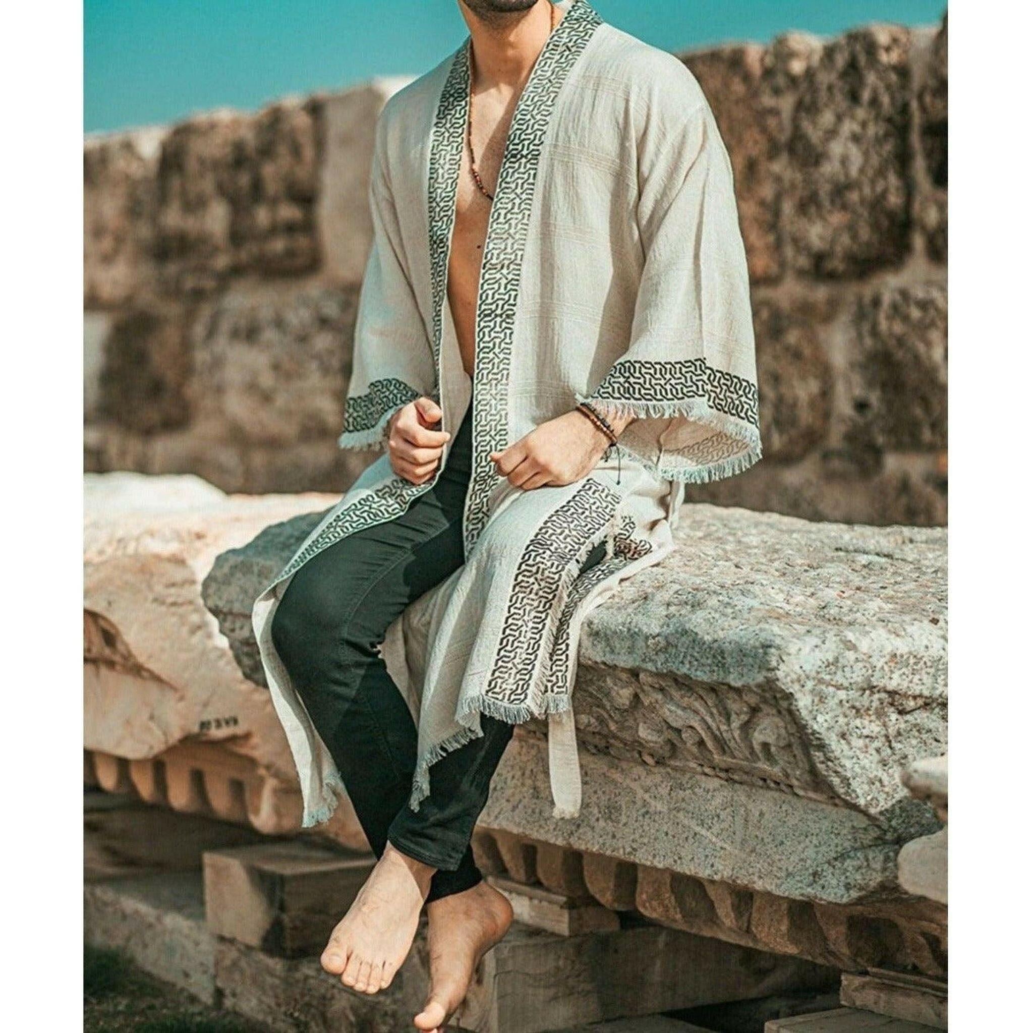 Ancient Sun Kaftan Linen Kimono.