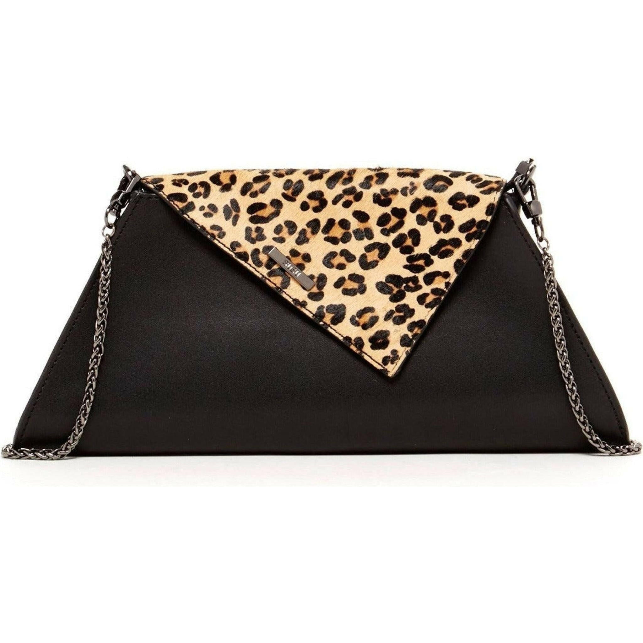 Angelica Black Leopard Clutch Bag.