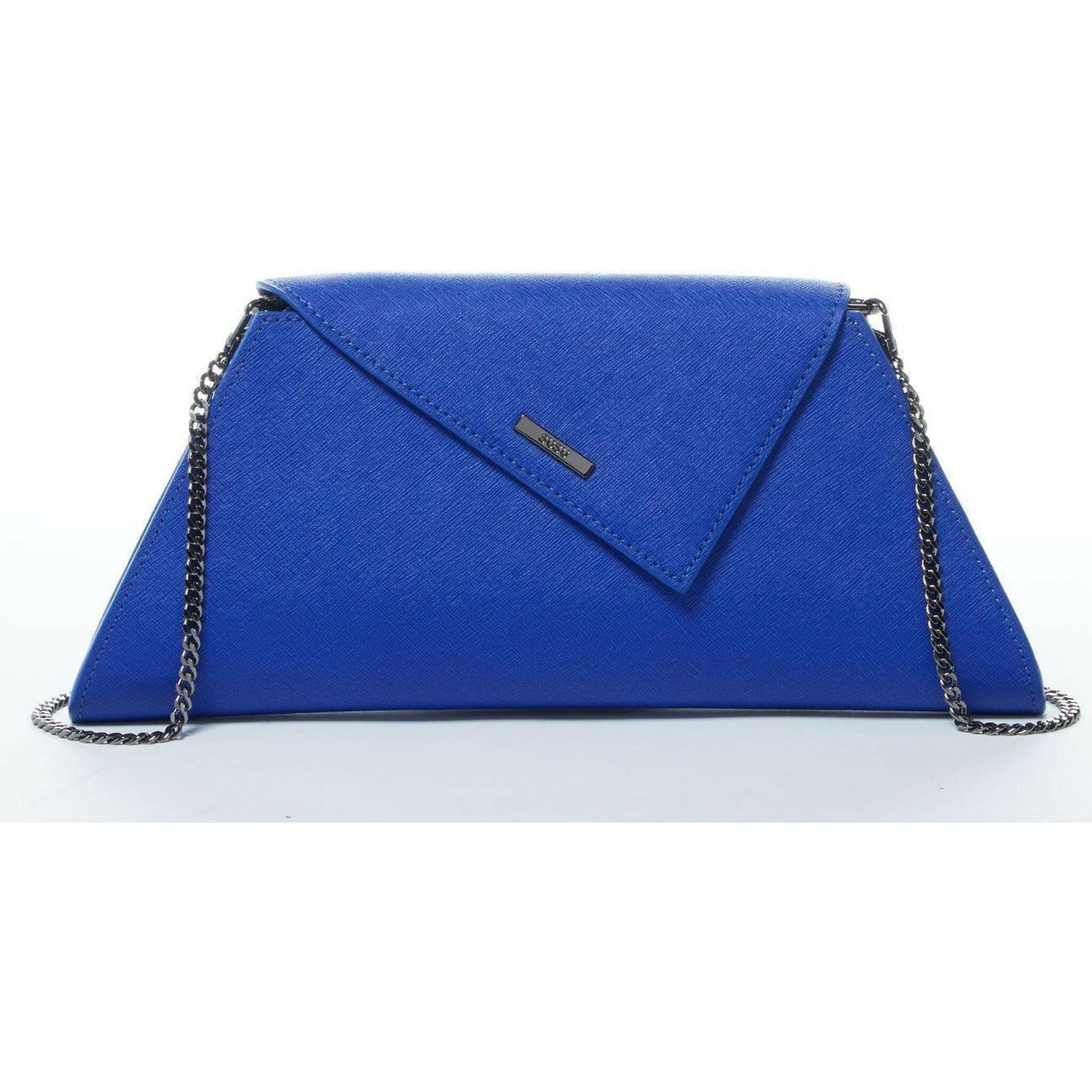 Angelica Cobalt Blue Leather Clutch Bag.