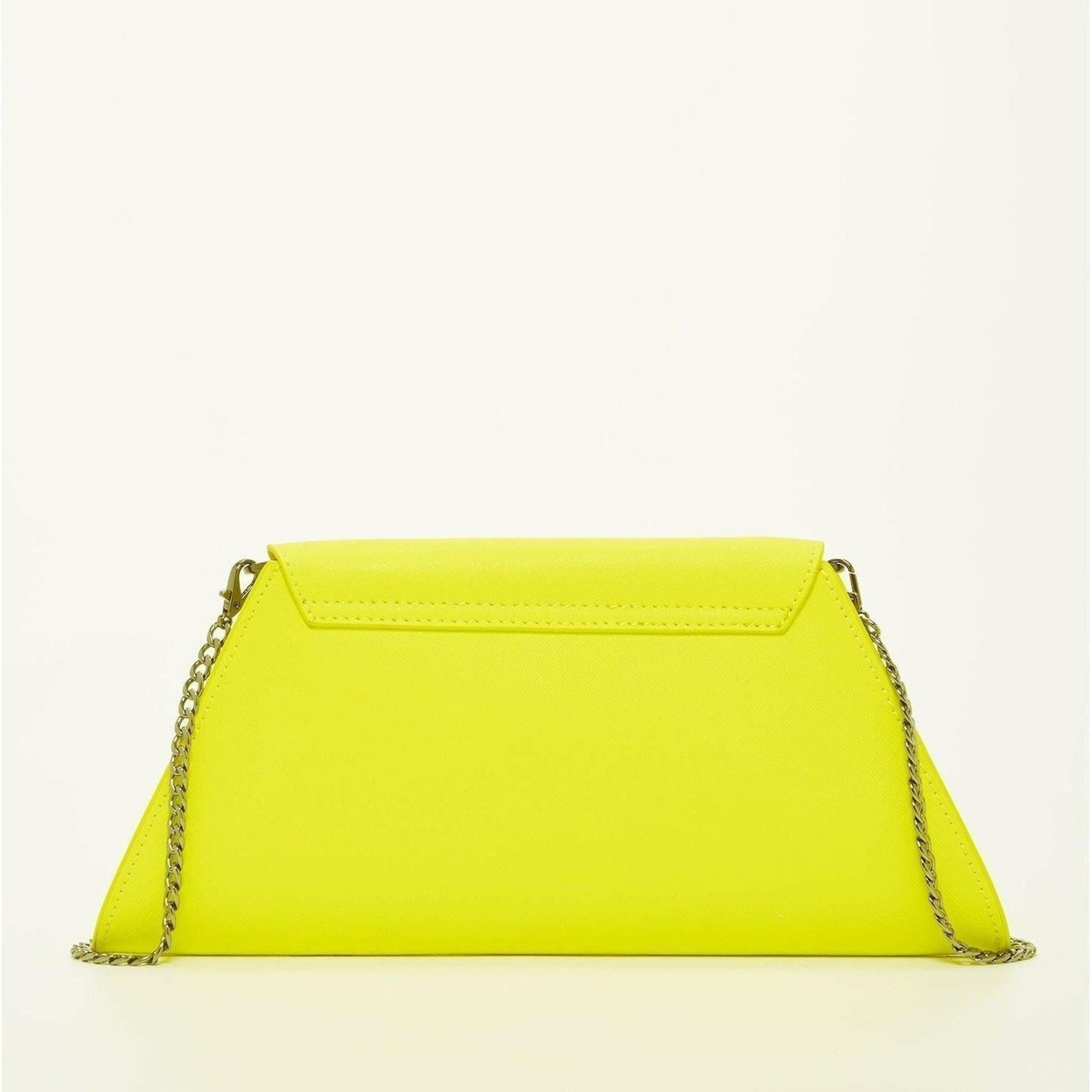 Angelica Electric Leather Clutch Purse in Yellow.