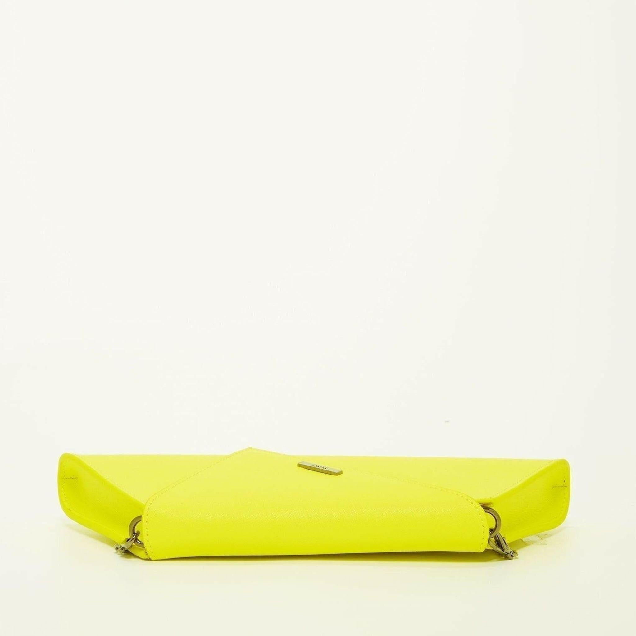 Angelica Electric Leather Clutch Purse in Yellow.