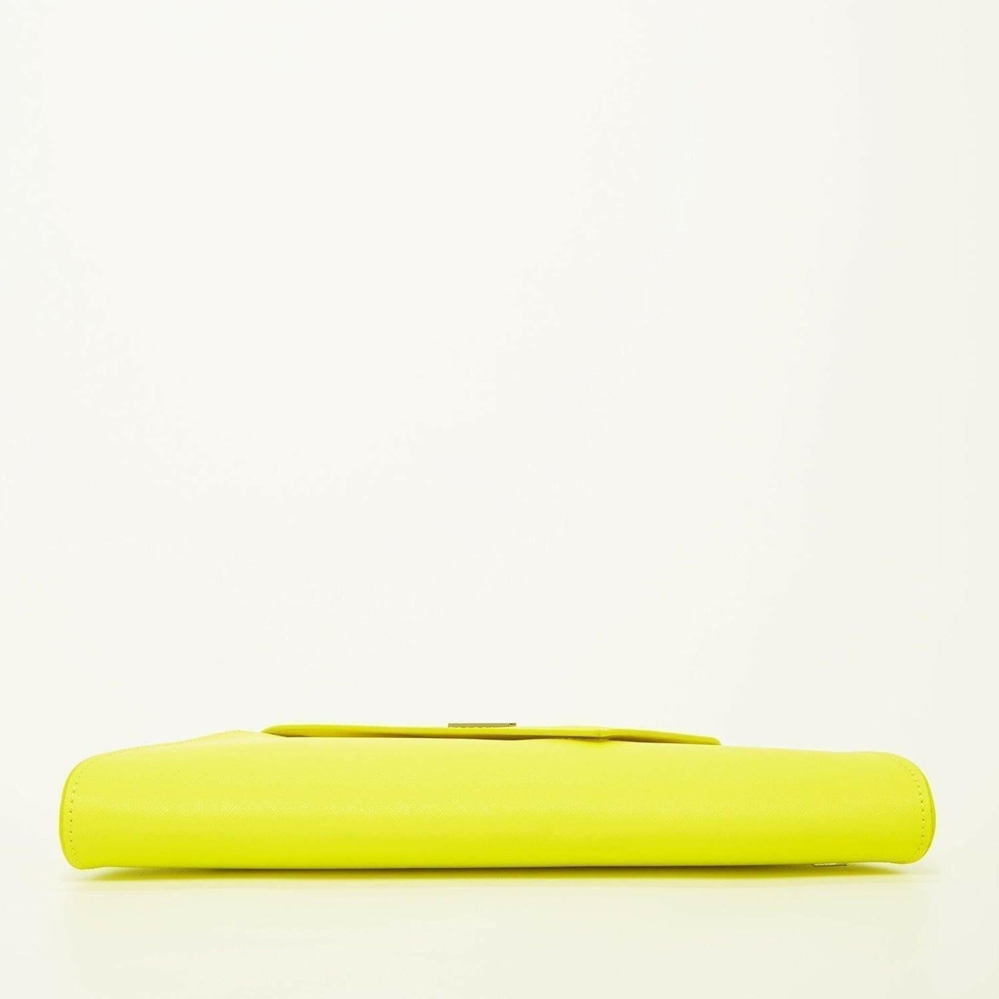 Angelica Electric Leather Clutch Purse in Yellow.