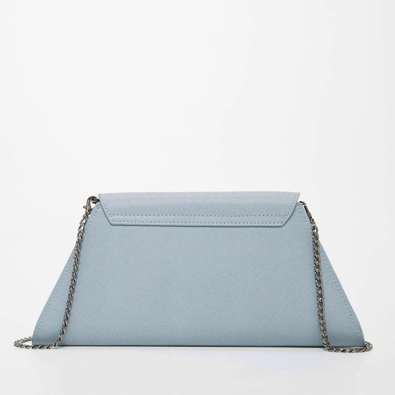 Angelica Faded Denim Leather Clutch