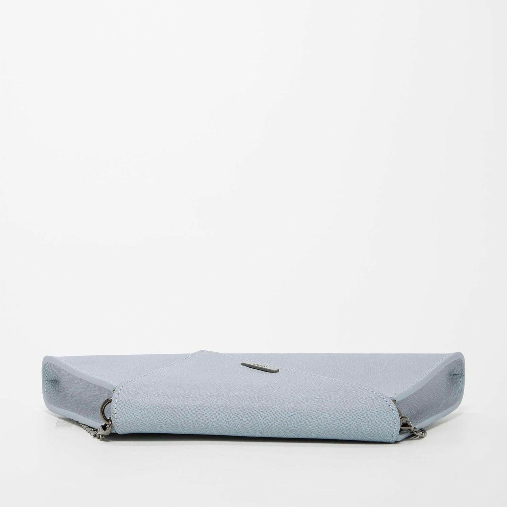 Angelica Faded Denim Leather Clutch.