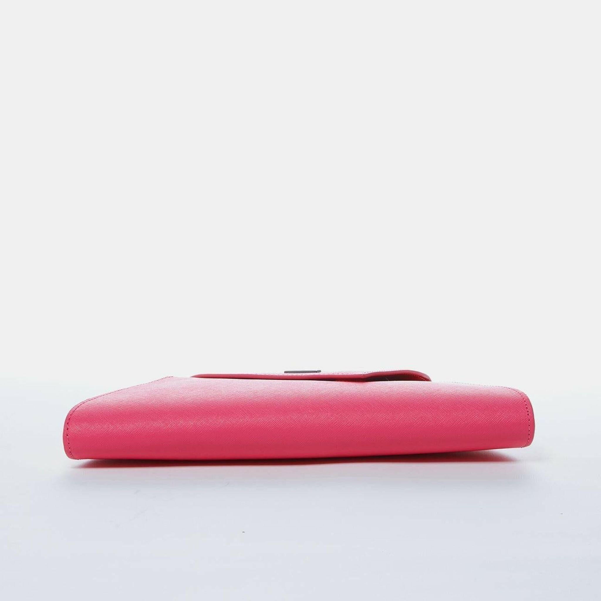 Angelica Hot Pink Leather Clutch Bag.