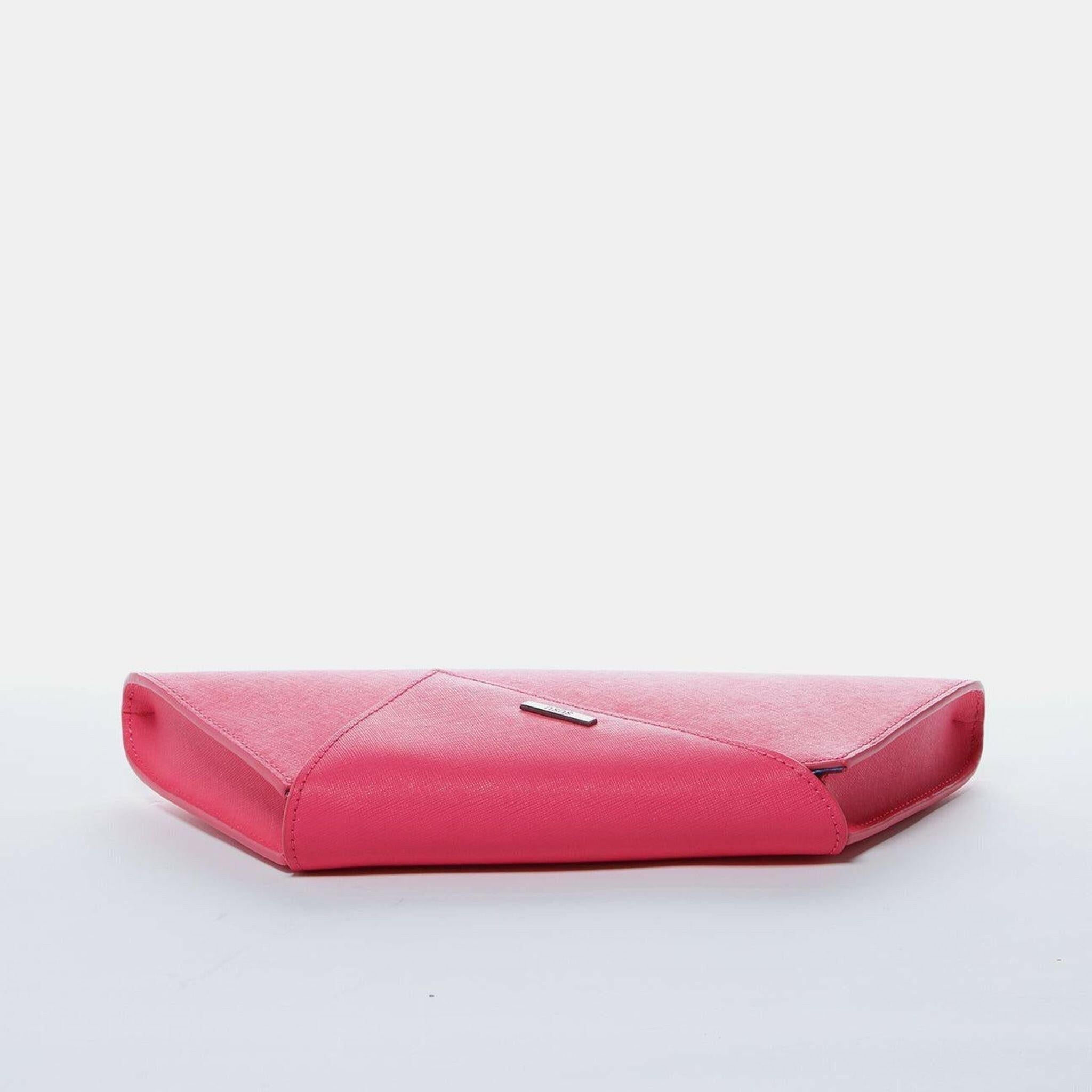 Angelica Hot Pink Leather Clutch Bag.