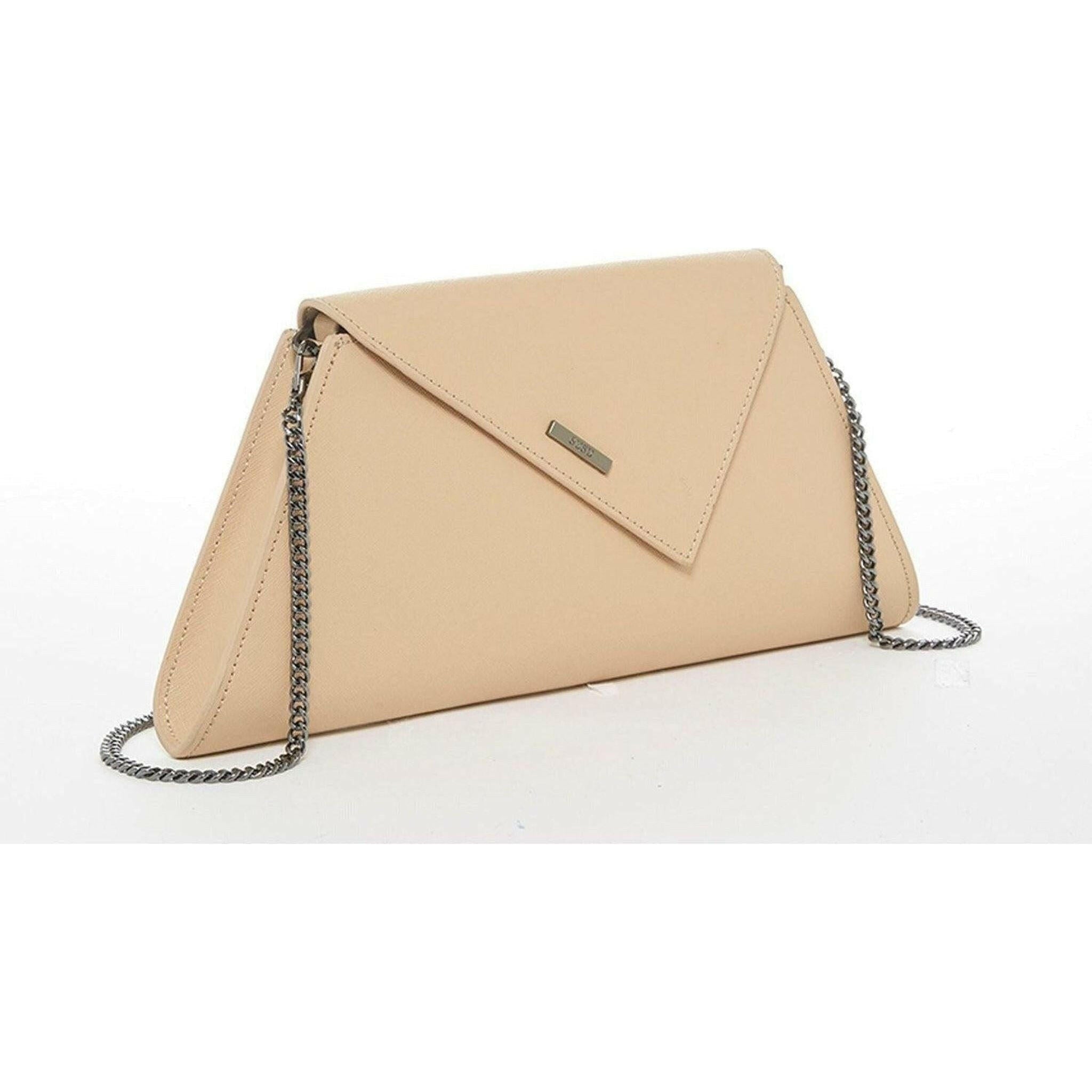 Angelica Nude Leather Clutch Purse.