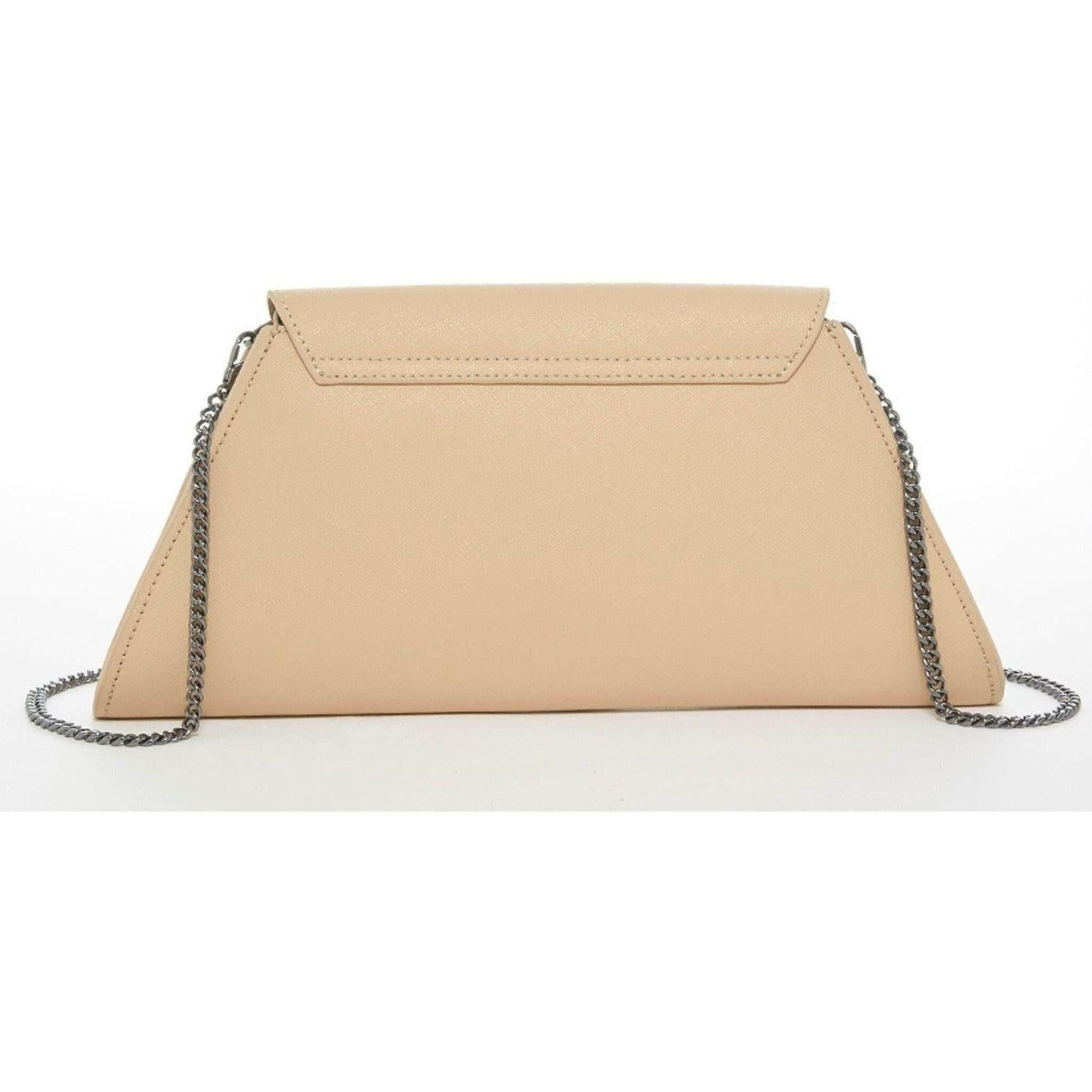 Angelica Nude Leather Clutch Purse.