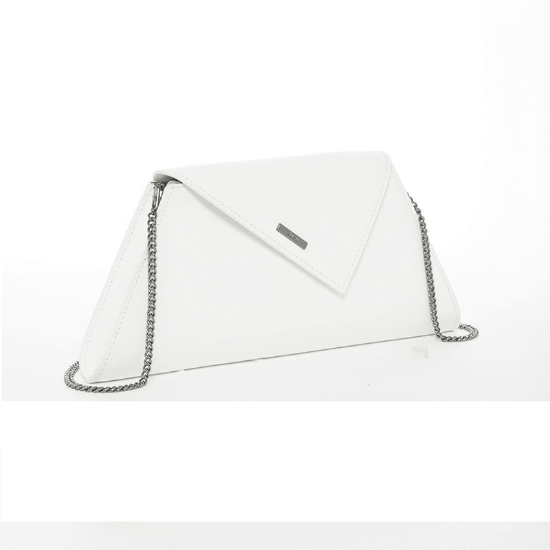 Angelica White Leather Clutch Bag