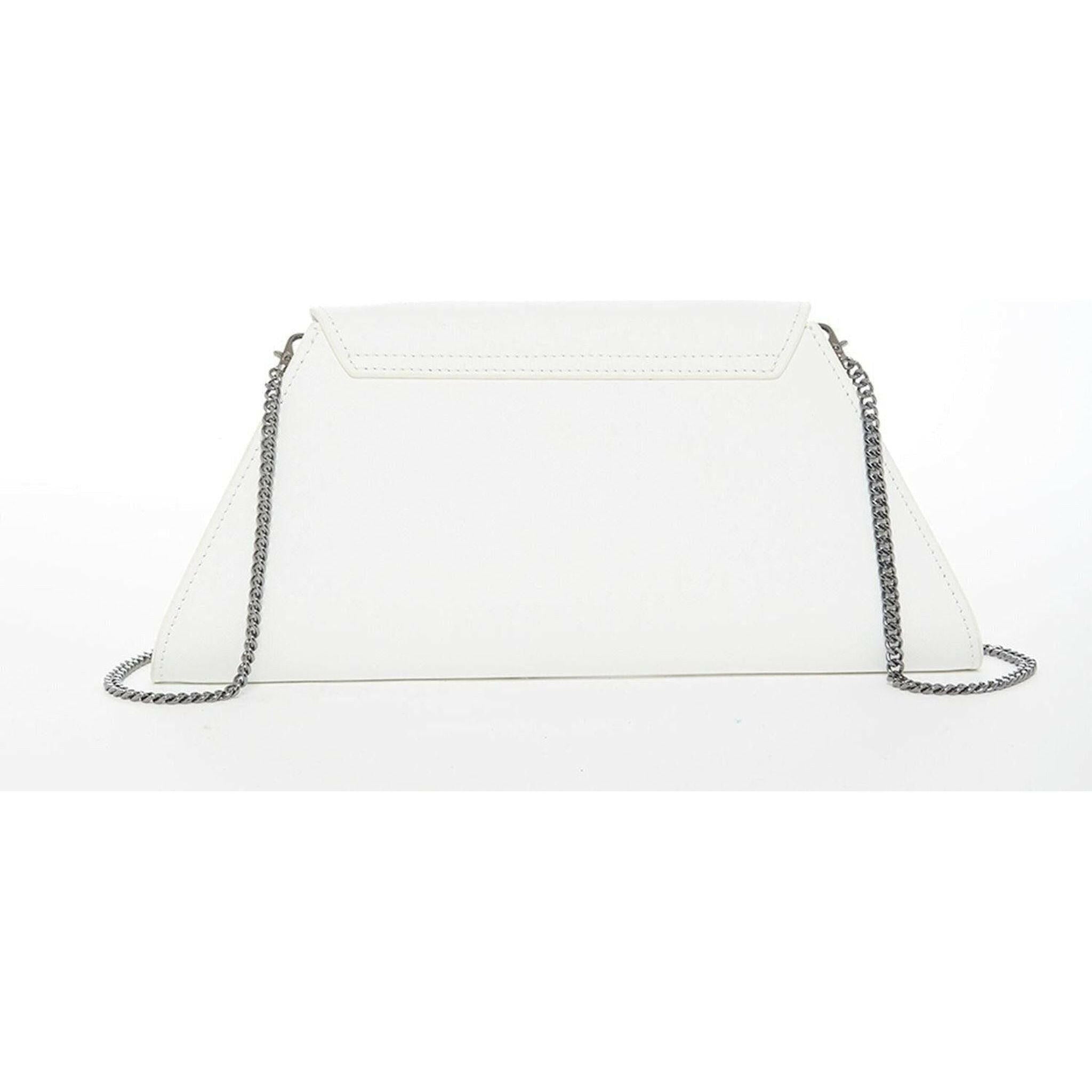 Angelica White Leather Clutch Bag.