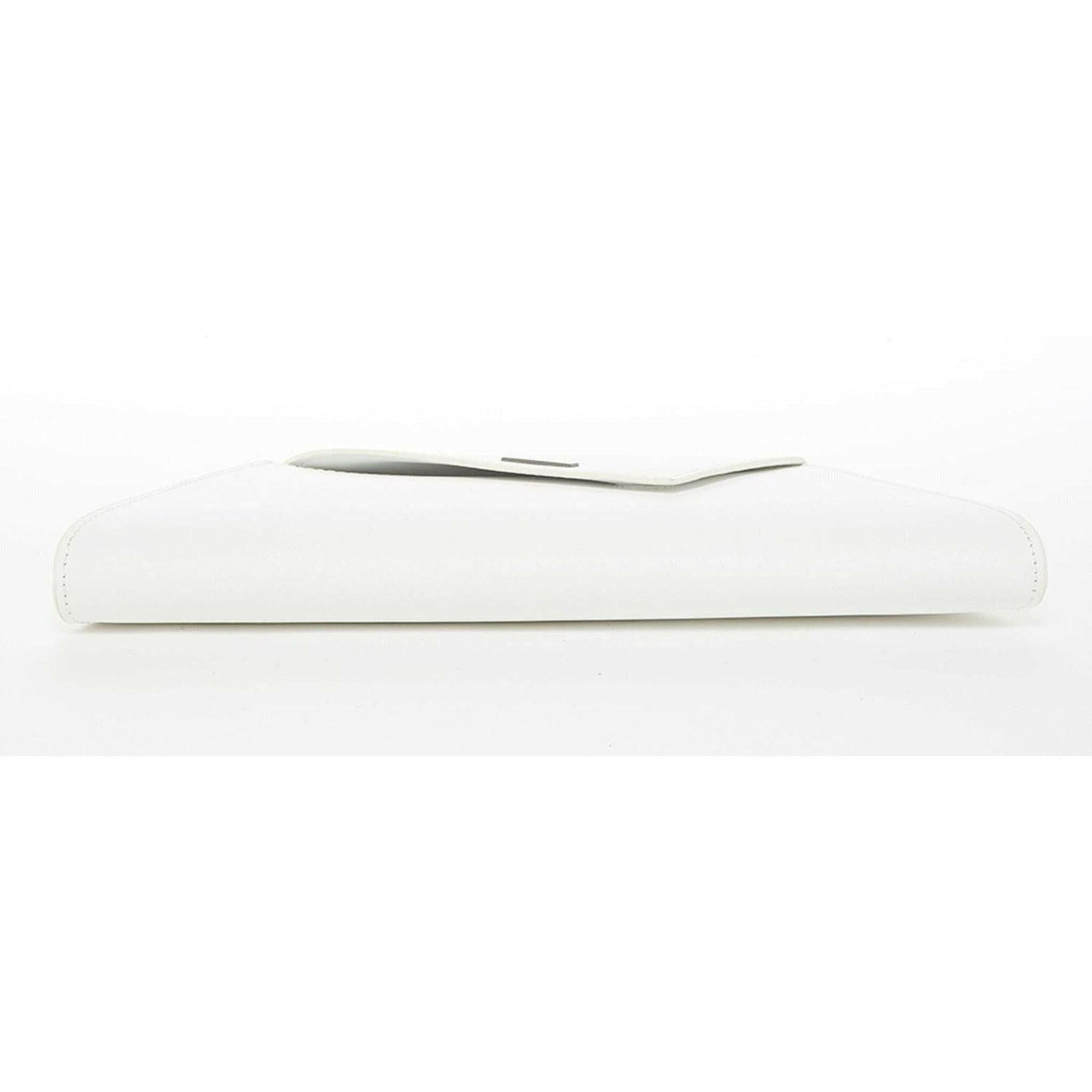 Angelica White Leather Clutch Bag.