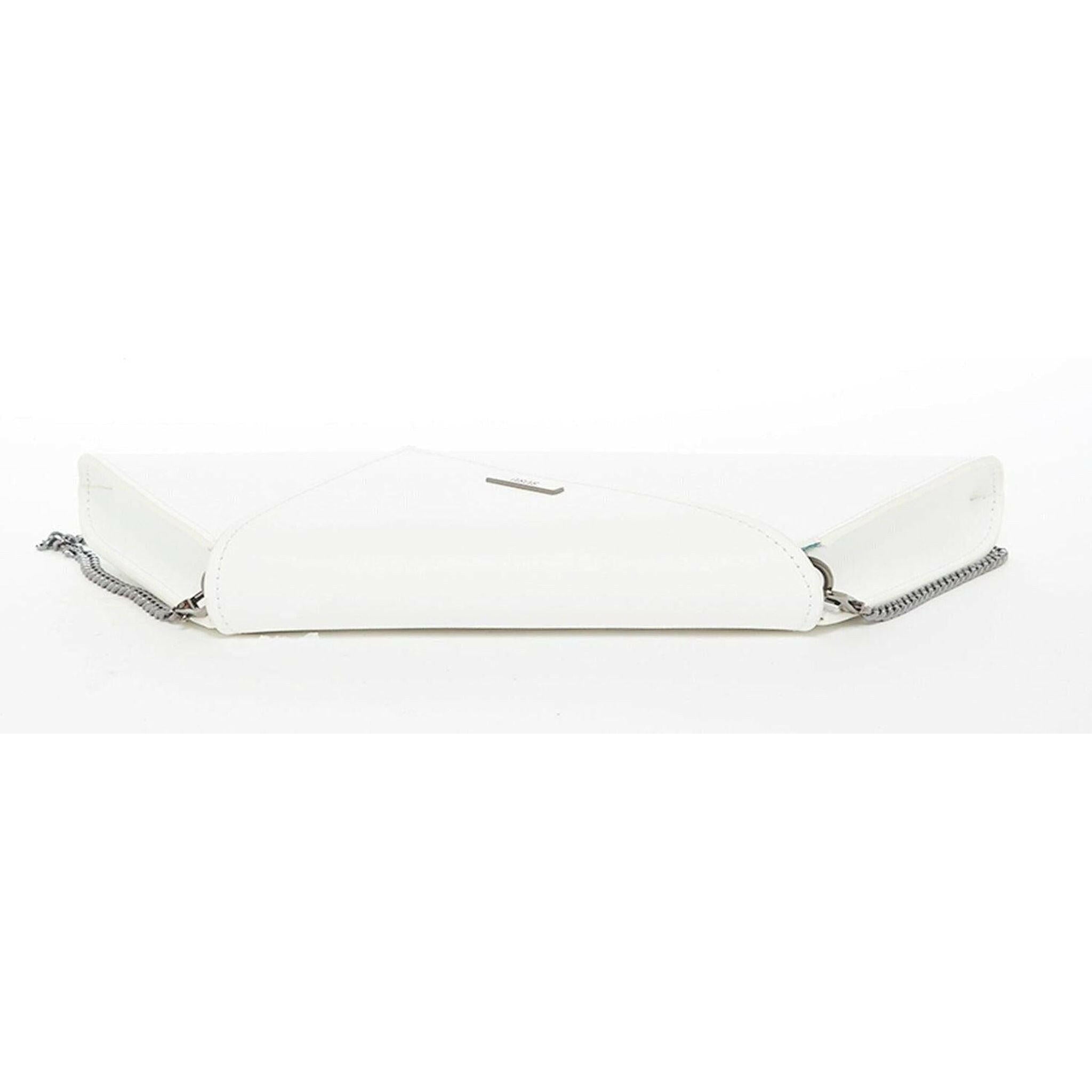 Angelica White Leather Clutch Bag.