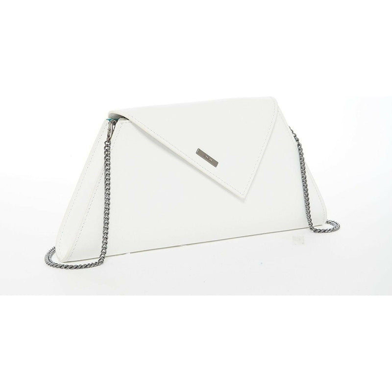 Angelica White Leather Clutch Bag