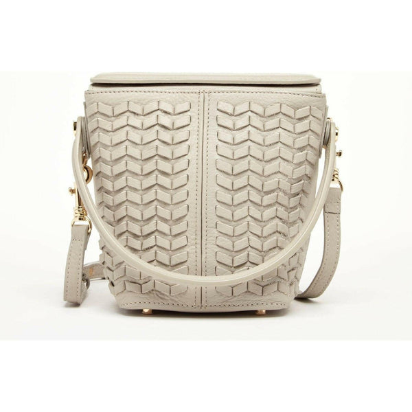 Anna Woven Leather Bag Grayish Beige