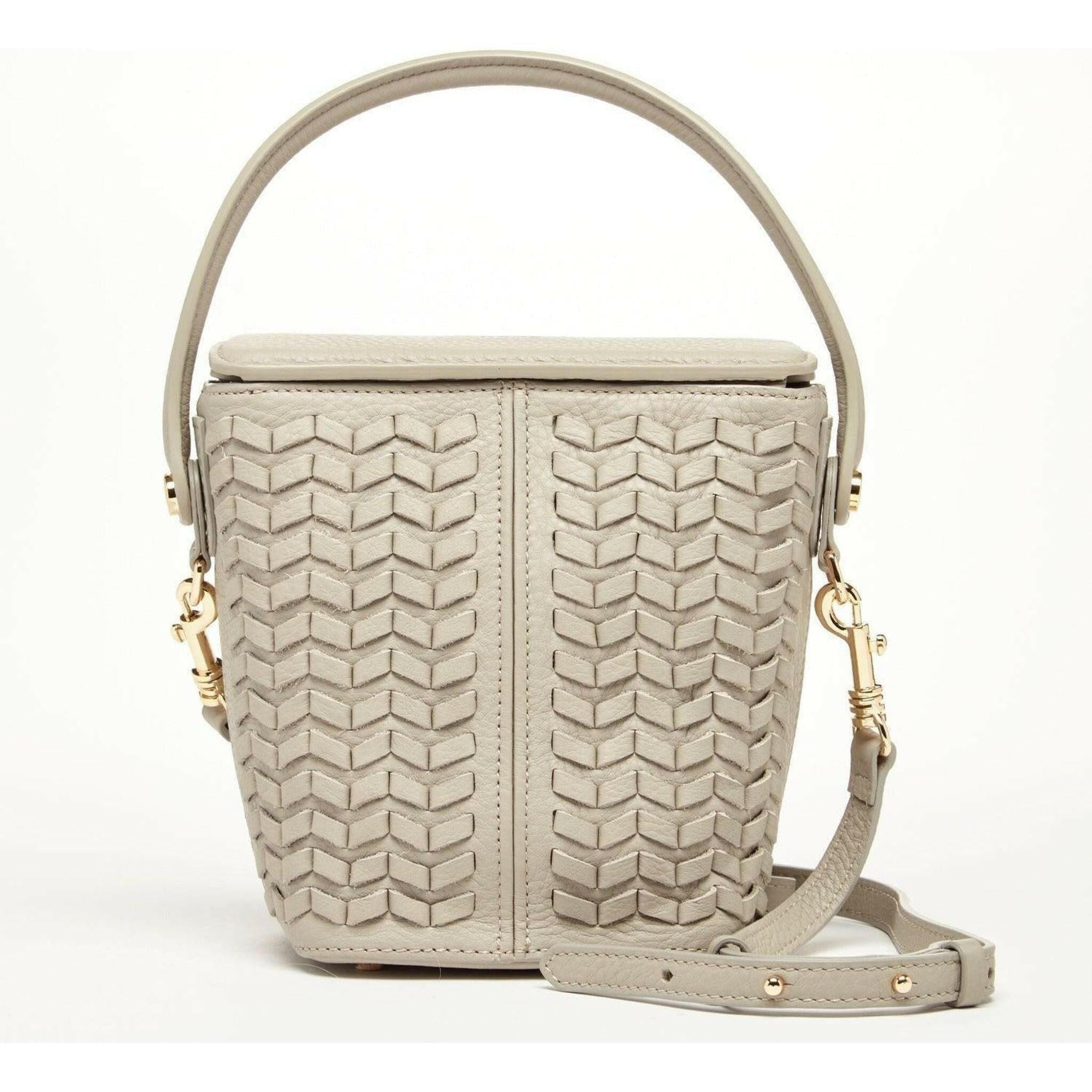 Anna Woven Leather Bag Grayish Beige.