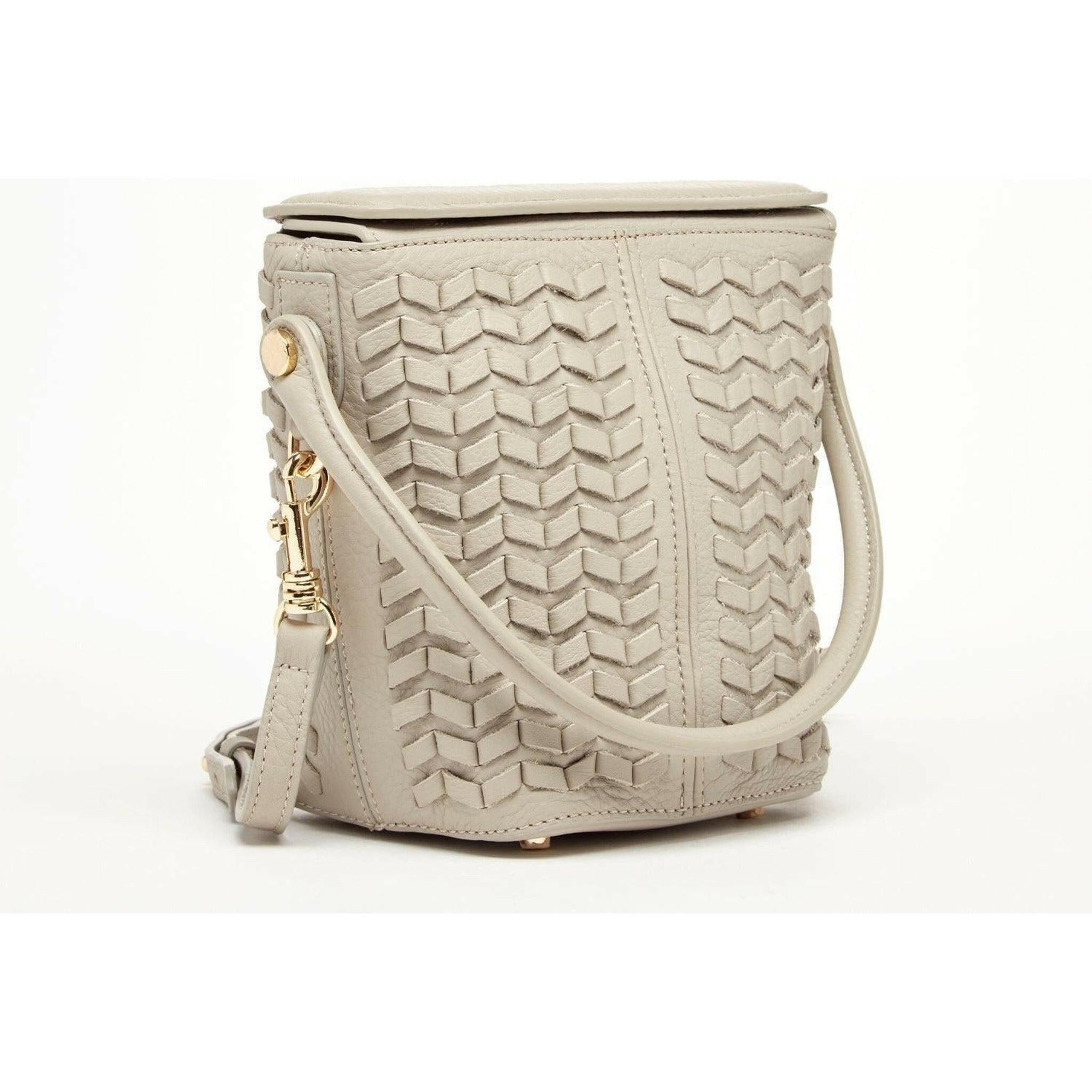 Anna Woven Leather Bag Grayish Beige.